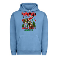 Pigment Pebble Blue dreaming of a wild west christmas cowboy santa Urban Hoodie - MaliasSmallBusiness