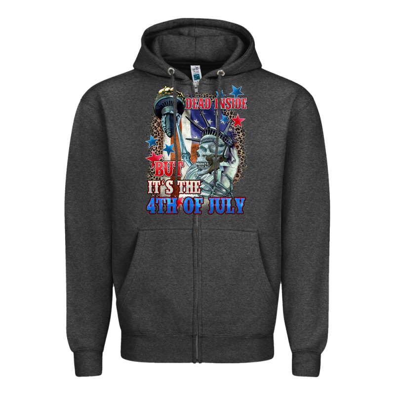 Dead Inside But It's The 4th Of July Zipper Hoodie by CowGirlArtShop | Teevron