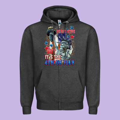 Dead Inside But It's The 4th Of July Zipper Hoodie Designed By Cowgirlartshop