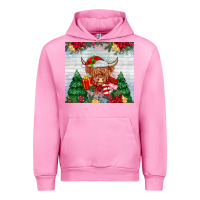 Fuchsia Pink christmas cow Urban Hoodie - MaliasSmallBusiness