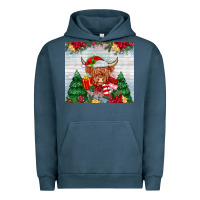 Pigment Midnight Navy christmas cow Urban Hoodie - MaliasSmallBusiness