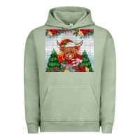 Pigment Oil Green christmas cow Urban Hoodie - MaliasSmallBusiness