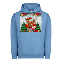 Pigment Pebble Blue christmas cow Urban Hoodie - MaliasSmallBusiness