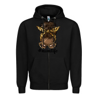 Black afro messy bun mom life Zipper Hoodie - HRA Design Shop