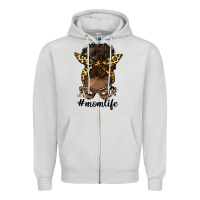 Dove Grey afro messy bun mom life Zipper Hoodie - HRA Design Shop
