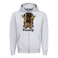 Afro Messy Bun Mom Life Zipper Hoodie | Teevron
