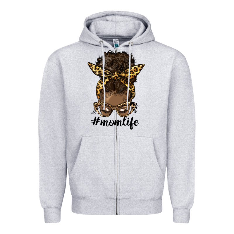 Afro Messy Bun Mom Life Zipper Hoodie by HRA Design Shop | Teevron