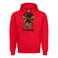 Red afro messy bun mom life Zipper Hoodie - HRA Design Shop