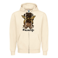Sandshell afro messy bun mom life Zipper Hoodie - HRA Design Shop
