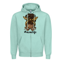 Seafoam afro messy bun mom life Zipper Hoodie - HRA Design Shop