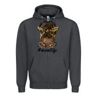 Smoke afro messy bun mom life Zipper Hoodie - HRA Design Shop