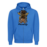 True Royal afro messy bun mom life Zipper Hoodie - HRA Design Shop