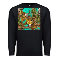 Black western bull skull and cactus seamless pattern Premium Sweatshirt - BundleAndBundleShop