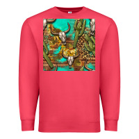 Cardinal western bull skull and cactus seamless pattern Premium Sweatshirt - BundleAndBundleShop