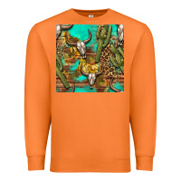 Carrot western bull skull and cactus seamless pattern Premium Sweatshirt - BundleAndBundleShop