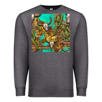Charcoal Heather western bull skull and cactus seamless pattern Premium Sweatshirt - BundleAndBundleShop