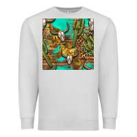 Dove Grey western bull skull and cactus seamless pattern Premium Sweatshirt - BundleAndBundleShop