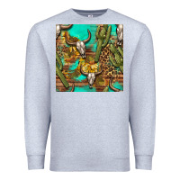 Heather Grey western bull skull and cactus seamless pattern Premium Sweatshirt - BundleAndBundleShop