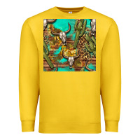 Lemon western bull skull and cactus seamless pattern Premium Sweatshirt - BundleAndBundleShop