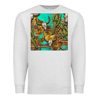Oatmeal Heather western bull skull and cactus seamless pattern Premium Sweatshirt - BundleAndBundleShop