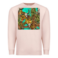 Pale Pink western bull skull and cactus seamless pattern Premium Sweatshirt - BundleAndBundleShop