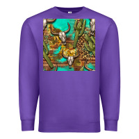 Purple western bull skull and cactus seamless pattern Premium Sweatshirt - BundleAndBundleShop