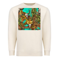 Sandshell western bull skull and cactus seamless pattern Premium Sweatshirt - BundleAndBundleShop