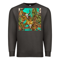 Smoke western bull skull and cactus seamless pattern Premium Sweatshirt - BundleAndBundleShop
