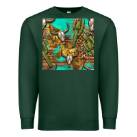 Sports Green western bull skull and cactus seamless pattern Premium Sweatshirt - BundleAndBundleShop