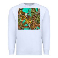White western bull skull and cactus seamless pattern Premium Sweatshirt - BundleAndBundleShop