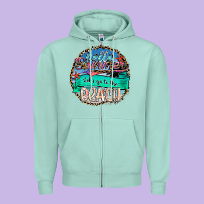 Hello Summer Let's Go To The Beach Zipper Hoodie Designed By Sublimationcraftshop