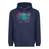 Navy Aztec Wood Leopard Frame Heavyweight Hoodie - Bettercallsaul