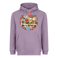 Lavender Merry Christmas Coffee Cups Heavyweight Hoodie - Artiststas