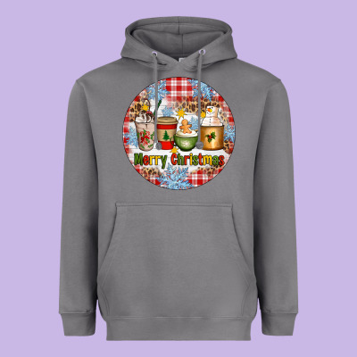 Merry Christmas Coffee Cups Heavyweight Hoodie Designed By Artiststas