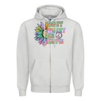 Dove Grey Don't Worry Be Hippie Zipper Hoodie - CowhideDigitalArt