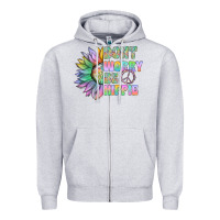 Heather Grey Don't Worry Be Hippie Zipper Hoodie - CowhideDigitalArt