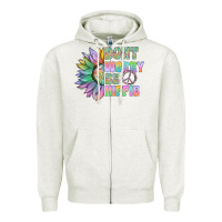 Oatmeal Heather Don't Worry Be Hippie Zipper Hoodie - CowhideDigitalArt