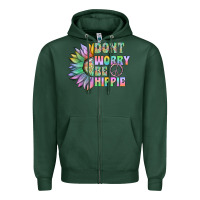 Sports Green Don't Worry Be Hippie Zipper Hoodie - CowhideDigitalArt