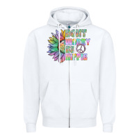 White Don't Worry Be Hippie Zipper Hoodie - CowhideDigitalArt