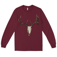 Burgundy deer skull Long Sleeve Tee - RanaPortraitStore