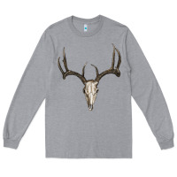 Heather Grey deer skull Long Sleeve Tee - RanaPortraitStore