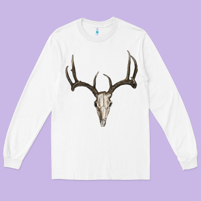 Deer Skull Long Sleeve Tee Designed By Ranaportraitstore
