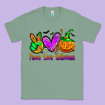 Peace Love Halloween Classic Tee Designed By Zillion Design Studio