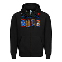 Black Back the blue Zipper Hoodie - Neo Western