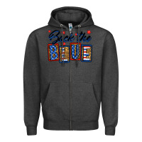 Charcoal Heather Back the blue Zipper Hoodie - Neo Western
