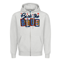 Dove Grey Back the blue Zipper Hoodie - Neo Western