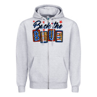 Heather Grey Back the blue Zipper Hoodie - Neo Western