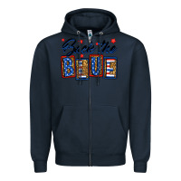 Navy Back the blue Zipper Hoodie - Neo Western
