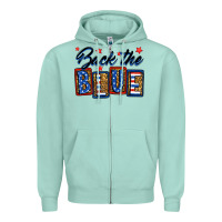 Seafoam Back the blue Zipper Hoodie - Neo Western