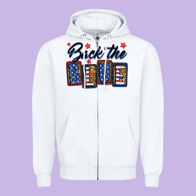 Back The Blue Zipper Hoodie Designed By Neo Western
